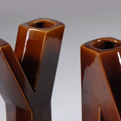 Letter-Shaped Glazed Ceramic Vases, Belgium, 1950s, Set of 3-GIW-1453062