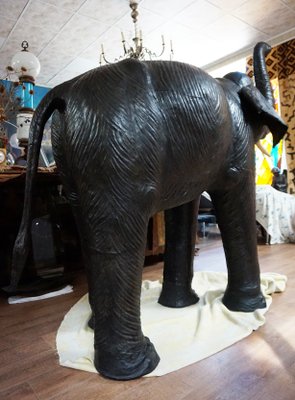 Liarge Life Size Leather Elephant Sculpture, 1920s-EA-1386348