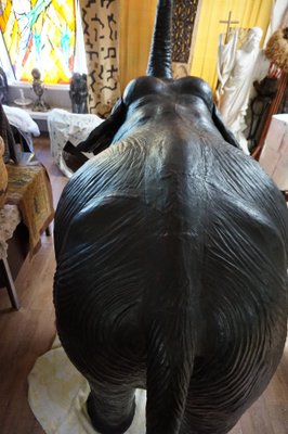 Liarge Life Size Leather Elephant Sculpture, 1920s-EA-1386348