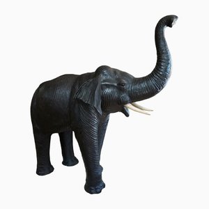 Liarge Life Size Leather Elephant Sculpture, 1920s-EA-1386348