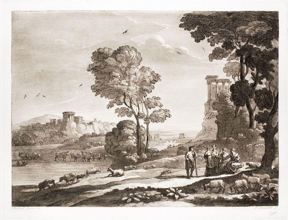 Liber Veritatis - Original B/W Etching after Claude Lorrain - 1815 1815