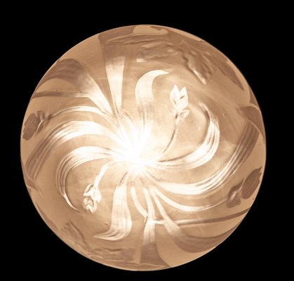 Liberty Engraved Glass Sphere Chandelier, Italy, 1940s-MBH-1031960