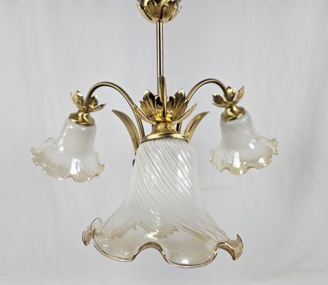 Liberty Italian Glass and Brass Chandelier, 1970s-ZUW-1819201