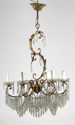 Liberty Style Chandelier with Six Lights, Italy, 1940-RAQ-1115445