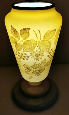 Liberty Style French Grey Opaline Glass Vase with Hand Painted Flowers-QRS-1180909