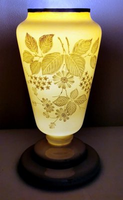 Liberty Style French Grey Opaline Glass Vase with Hand Painted Flowers-QRS-1180909