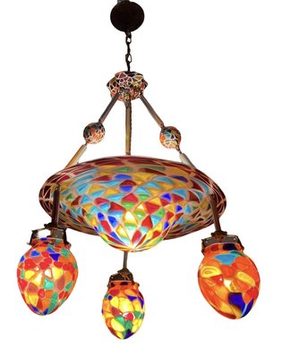 Liberty Style Glass Mosaic Chandelier, 1920s-JJC-903810