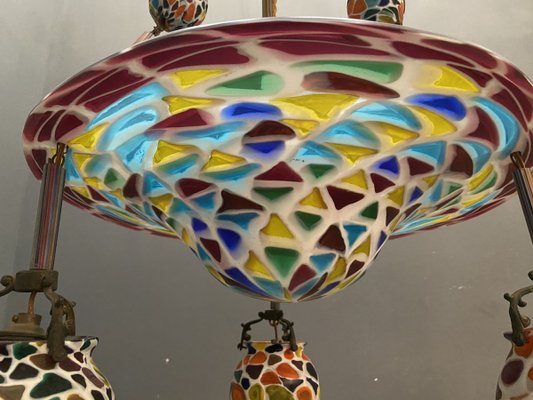 Liberty Style Glass Mosaic Chandelier, 1920s-JJC-903810