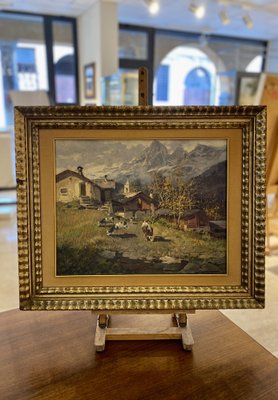 Licinio Campagnari, Valle di Champoluc, Oil on Canvas, Framed-MLN-1705900