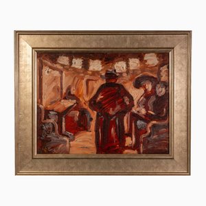 Life Scene on a Train, 1920s, Oil on Board-QOR-2026908