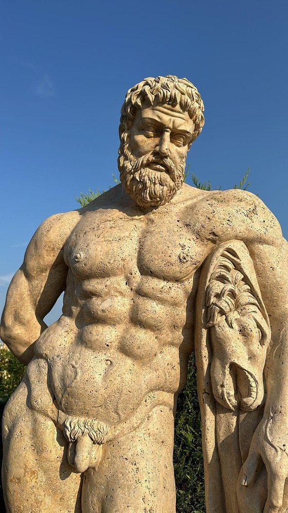 Life-Size Hercule Marble Sculpture, Italy, 1950s