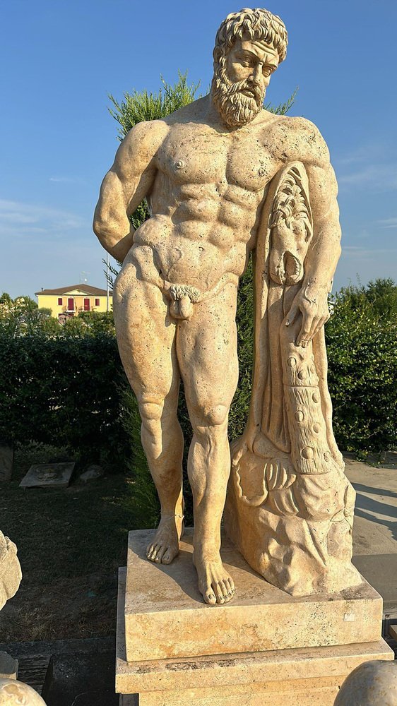 Life-Size Hercule Marble Sculpture, Italy, 1950s