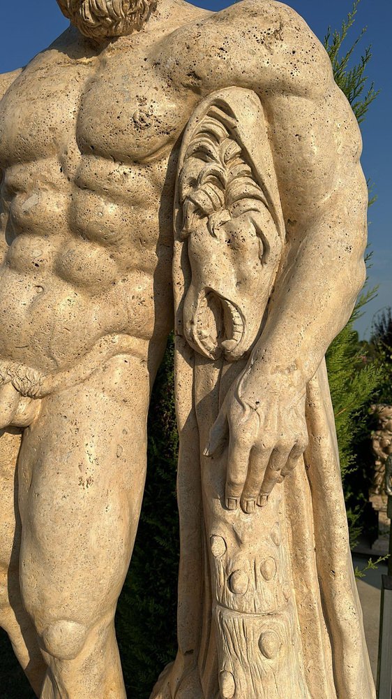 Life-Size Hercule Marble Sculpture, Italy, 1950s