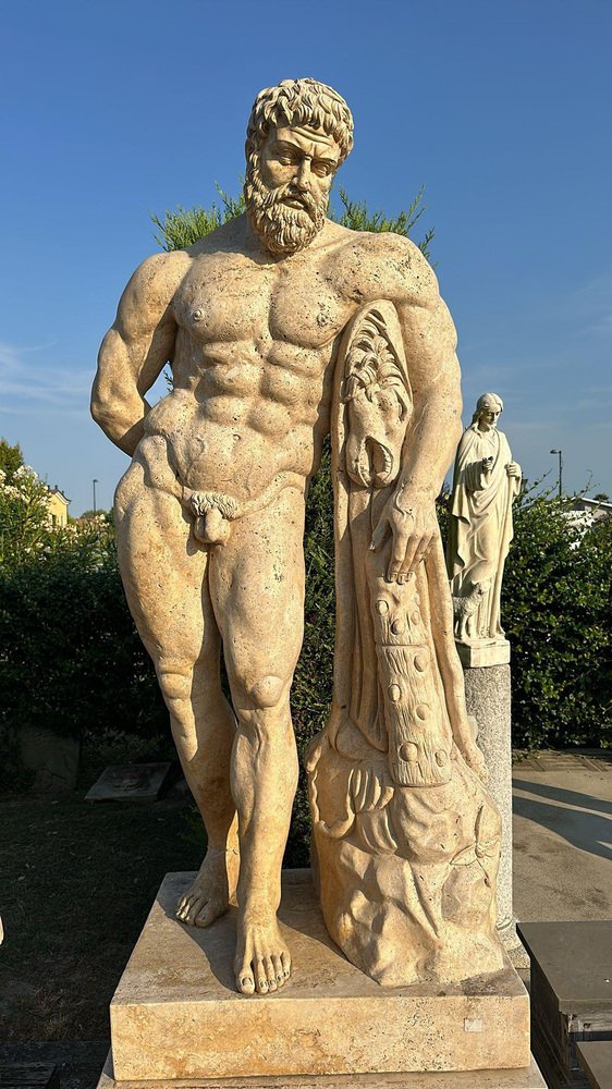 Life-Size Hercule Marble Sculpture, Italy, 1950s