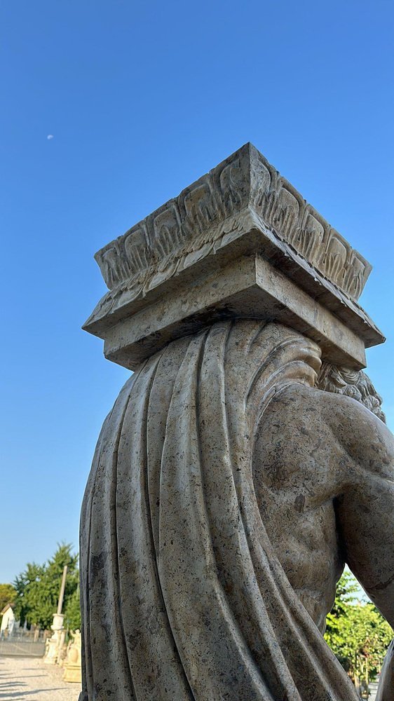 Life-Size Marble Cariatides Sculpture, Italy, 1950s