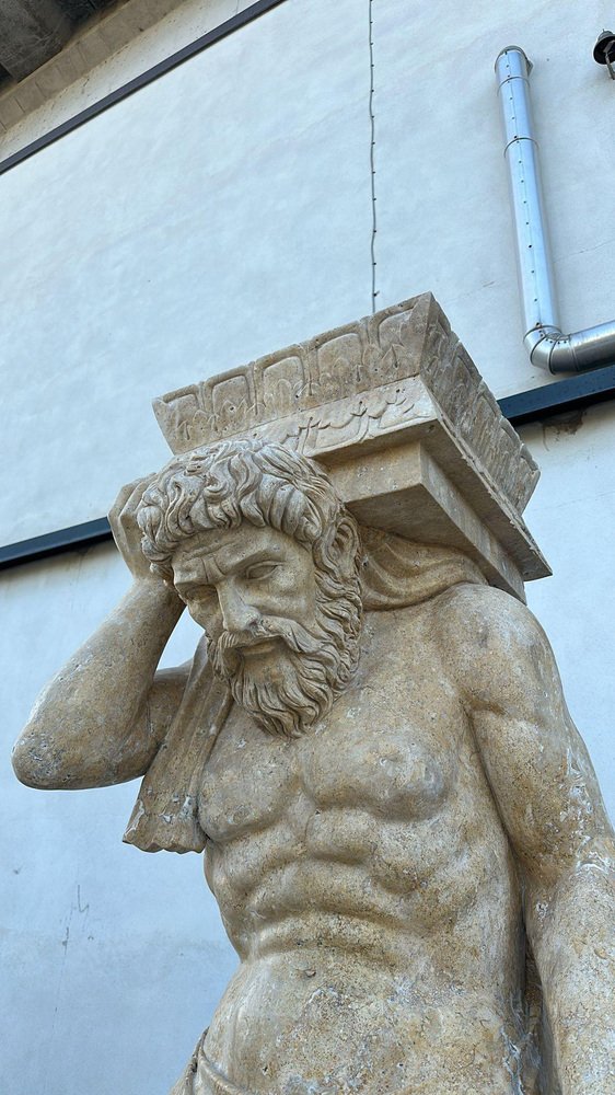 Life-Size Marble Cariatides Sculpture, Italy, 1950s