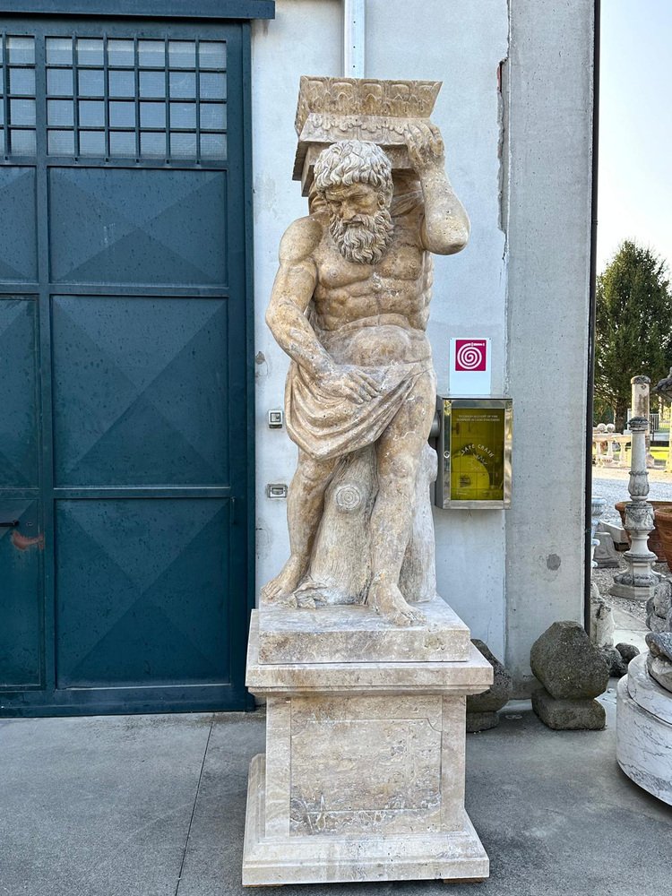 Life-Size Marble Cariatides Sculpture, Italy, 1950s