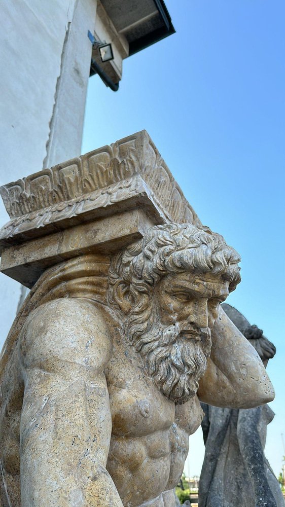 Life-Size Marble Cariatides Sculpture, Italy, 1950s