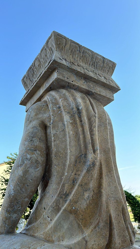 Life-Size Marble Cariatides Sculpture, Italy, 1950s