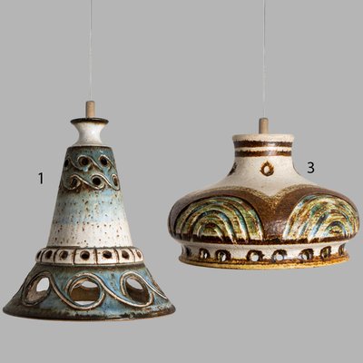 Light Blue Ceramic Pendant Light, Denmark, 1970s-VDW-1735626