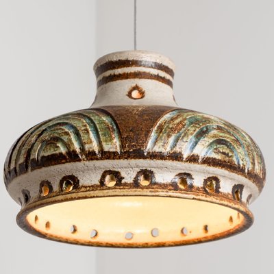 Light Blue Ceramic Pendant Light, Denmark, 1970s-VDW-1735626