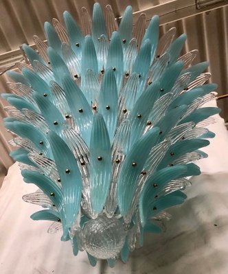 Light Blue Murano Glass Palmettes Chandelier in the style of Barovier & Toso, 1990-UH-1319976