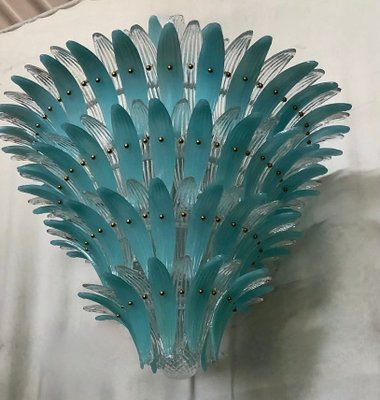 Light Blue Murano Glass Palmettes Chandelier in the style of Barovier & Toso, 1990-UH-1319976