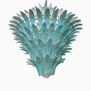 Light Blue Murano Glass Palmettes Chandelier in the style of Barovier & Toso, 1990-UH-1319976