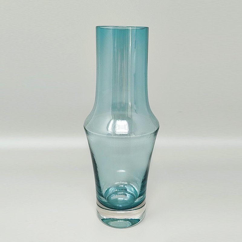 Light Blue Vase #1376 by Tamara Aladin Vase for Riihimaki/Riihimaen Lasi Oy, 1970s