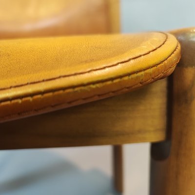 Light Brown Leather Chairs, 1970s, Set of 5-FXH-2035842