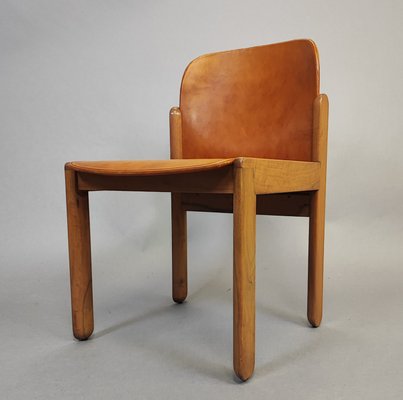 Light Brown Leather Chairs, 1970s, Set of 5-FXH-2035842