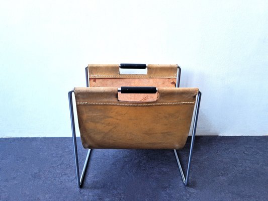 Light Brown Leather Magazine Holder from Brabantia, the Netherlands, 1960s-NV-1805174