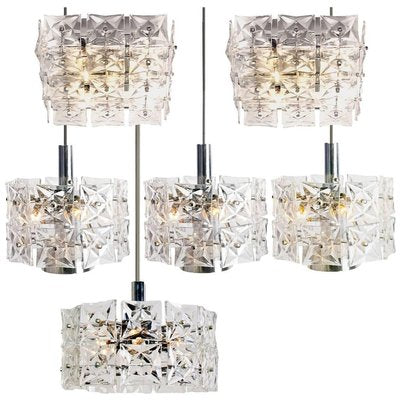 Light Fixtures in Nickel and Crystal Glass from Kinkeldey, 1970s, Set of 5-VDW-913235