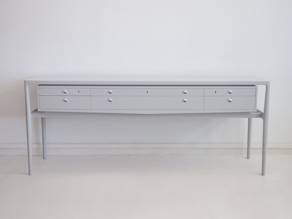 Light Gray Painted Wood Sideboard by Helge Vestergaard Jensen, 1950s