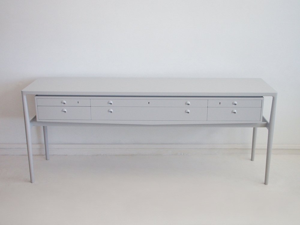 Light Gray Painted Wood Sideboard by Helge Vestergaard Jensen, 1950s