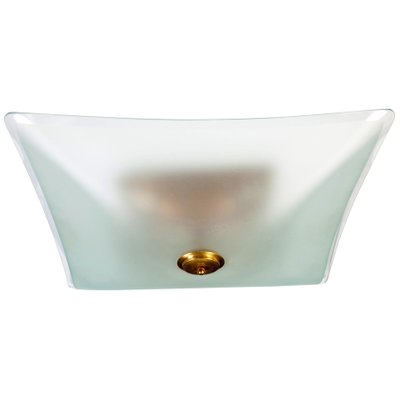 Light Green Murano Glass and Brass Flush Mount by Gaetano Sciolari, 1960s-MBH-1031928