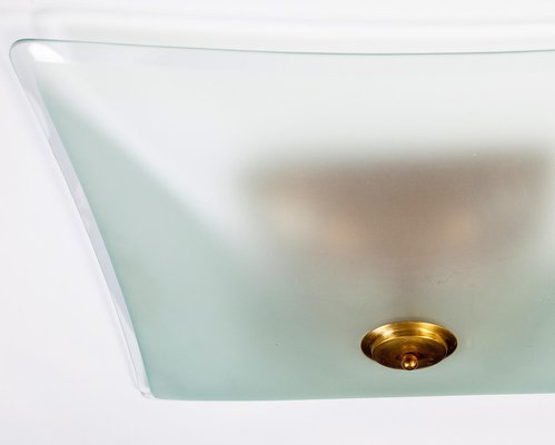 Light Green Murano Glass and Brass Flush Mount by Gaetano Sciolari, 1960s-MBH-1031928