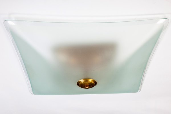 Light Green Murano Glass and Brass Flush Mount by Gaetano Sciolari, 1960s-MBH-1031928