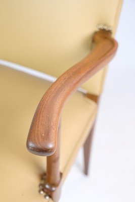 Light Leather and Mahogany Armchair by Jacob Kjær, 1950s-UY-1425721