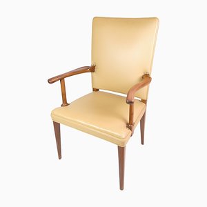 Light Leather and Mahogany Armchair by Jacob Kjær, 1950s-UY-1425721