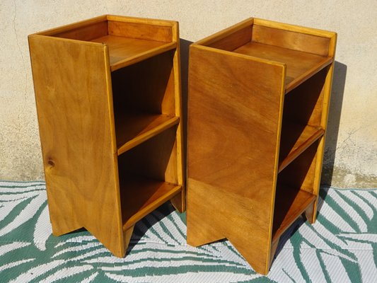 Light Wood Bedside Tables with Edges on the Top, 2000s, Set of 2-ABK-2027708