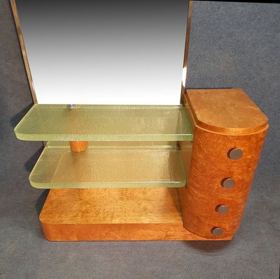 Light Wood Dressing Table with Glass Tiles, 1940s-AWH-825532