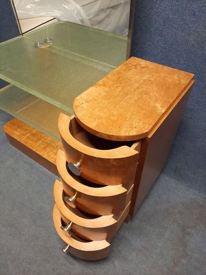 Light Wood Dressing Table with Glass Tiles, 1940s-AWH-825532