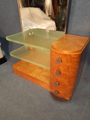 Light Wood Dressing Table with Glass Tiles, 1940s-AWH-825532