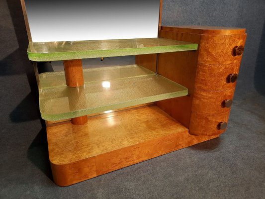 Light Wood Dressing Table with Glass Tiles, 1940s-AWH-825532