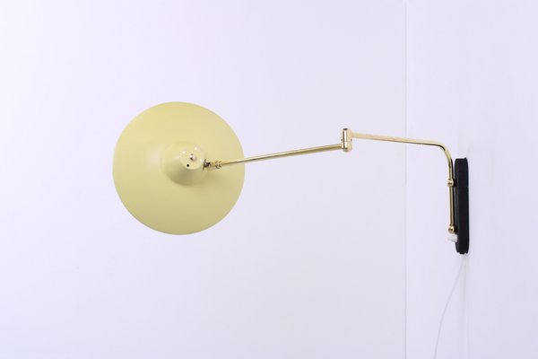 Light Yellow Brass Paperclip Wall Lamp by J. J. M. Hoogervorst for Anvia, 1950s-XT-1742529