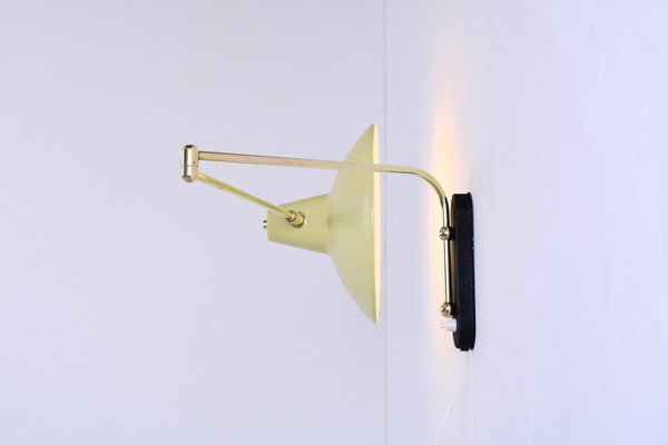 Light Yellow Brass Paperclip Wall Lamp by J. J. M. Hoogervorst for Anvia, 1950s-XT-1742529