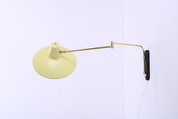 Light Yellow Brass Paperclip Wall Lamp by J. J. M. Hoogervorst for Anvia, 1950s-XT-1742529