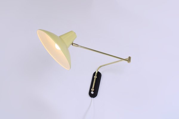 Light Yellow Brass Paperclip Wall Lamp by J. J. M. Hoogervorst for Anvia, 1950s-XT-1742529