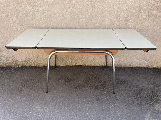 Light Yellow & Brown Formica Dining Table & Chairs Set, 1950s, Set of 5-SDV-875771